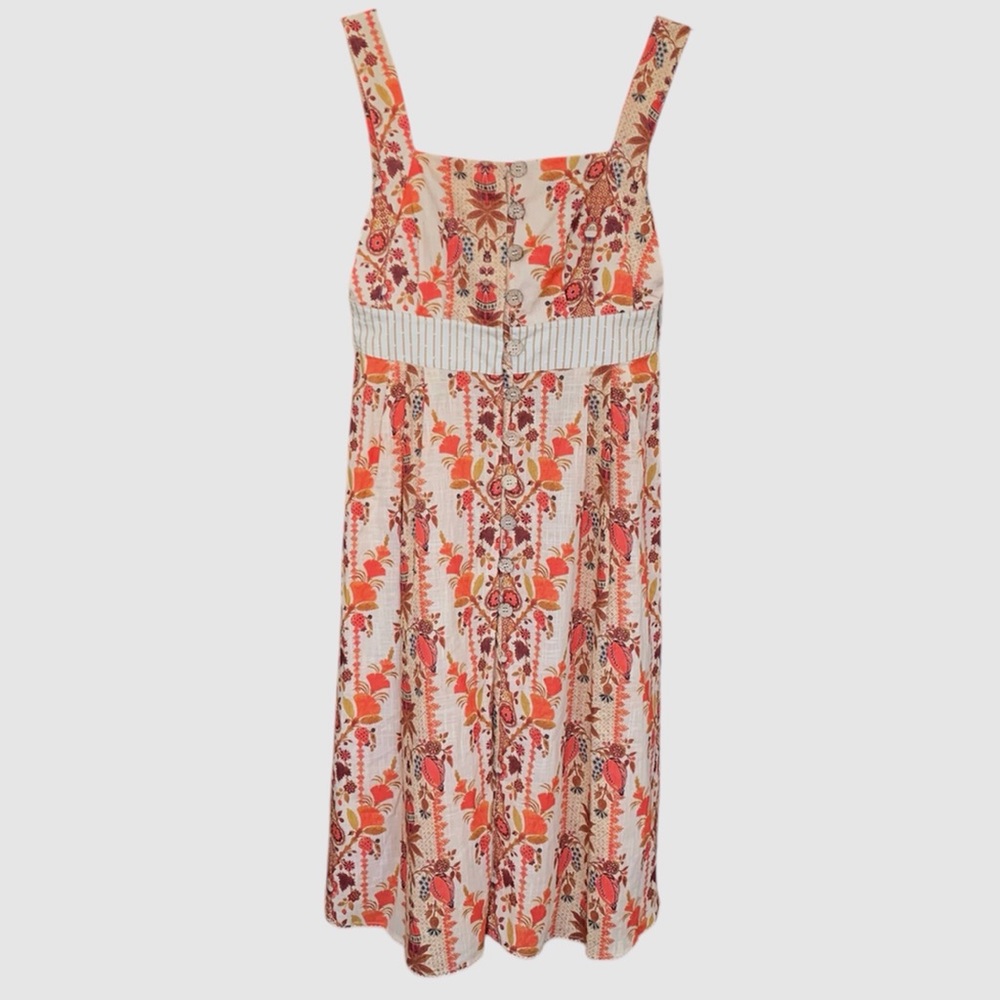 AGUA BENDITA GOLDENROD BUTTON MIDI DRESS BY ANTHROPOLOGIE FLORAL COTTON DRESS - Picture 15 of 16